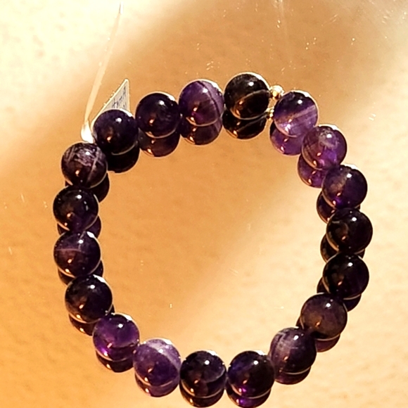 PriscillaJewels Jewelry - Genuine Natural Amethyst 10mm Beaded Bracelet Size 7" stretch